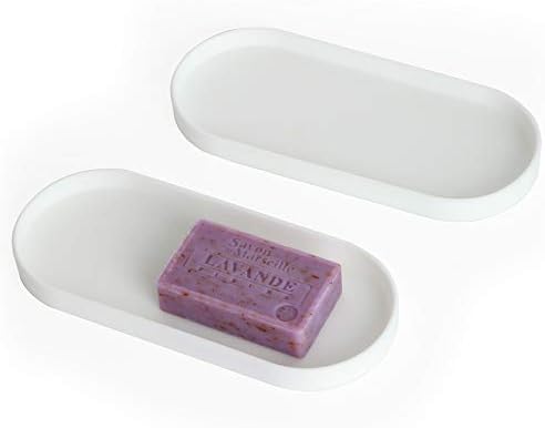Lazy K Silicone Tray - Small Vanity Tray Organizer - Spoon Rest Holder - Multi-Purpose Modern Kitchen Sink, Bathroom, Counter Organizer (White)