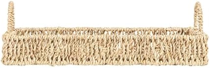 Household Essentials Woven Seagrass Scalloped Rectangular Trays, Set of 2, Natural