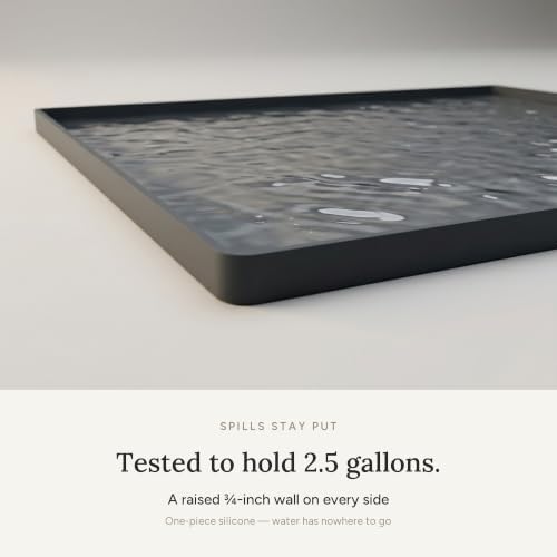 BASIN - Heavy Duty Under Sink Mat - The Original Silicone Under Sink Mats for Kitchen Waterproof - Under Sink Tray for Kitchen Waterproof - Under Sink Cover Kitchen Cabinet Liner Gray 34x22