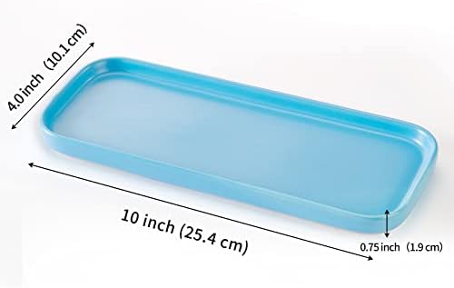 Ceramic Bathroom Tray,Kitchen Sink Organizer Tray,Cosmetics Holder (Blue)