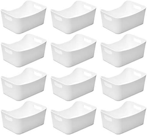 YBM HOME Storage Bins - Open Plastic Organizers and Storage Basket for Kitchen Pantry Organization, Under Sink Bathroom Storage, Toy Baskets, Food Storage Box Containers (Small - 12 Pack, White)