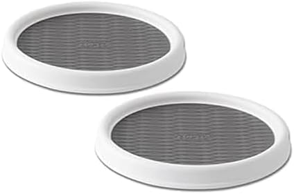 Copco Lazy Susan Turntable Organizer Set of 2, 9 Inch Rotating Cabinet and Pantry Storage, Nonslip Surface with Outer Rim, Wipe Clean