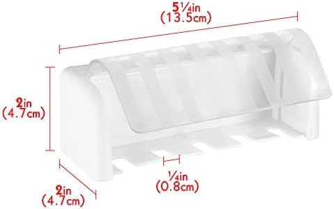 5 Slots Wall Mount Toothbrush Holder with Cover, Self Adhesive Toothbrush Storage Organizer for Shower, Toothbrush Hanger for Bathroom, Medicine Cabinet, Dorm