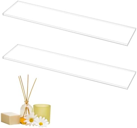 DERTE 2 Pack 13 Inch Acrylic Clear Medicine Cabinet Shelves 1/4 Inch Thick