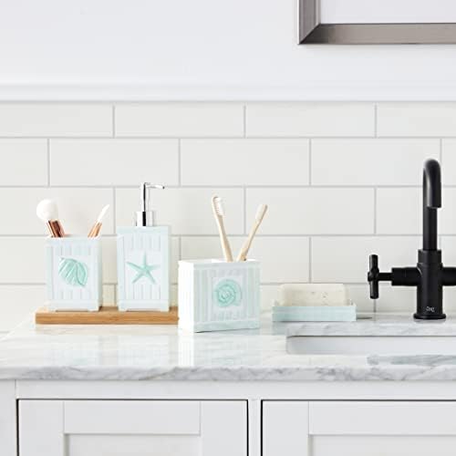 Sweet Home Collection Bathroom Accessories Sets Unique Collections Modern Classic Contemporary Decorative Beautiful Designs Bath Shower Tub Décor, 4 Piece Set, Beach Shells (Pack of 6)