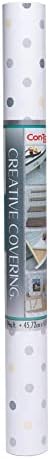 Con-Tact Brand Creative Covering, Self-Adhesive Shelf Liner, Multi-Purpose Vinyl Roll, Easy to Use and Apply, 18'' x 16', Dottie Gray