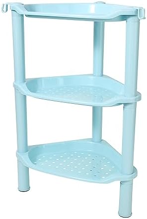 3 Tier Shower Caddy Organizer Shelf Corner, 13.5 x 10 x 26 Inches, Rustproof, Plastic Shower Rack Stands for Inside Bathroom, Bathtub, Shower pan, Blue (Round Slot Blue 3 Tier)