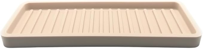 Silicone Sink and Surface Organizer Tray, Sponge Holder, Vanity Tray, Trivet, Heat Safe, Dishwasher Safe, for Bathroom and Kitchen Organization (Sand Dollar, 9"x3.5")