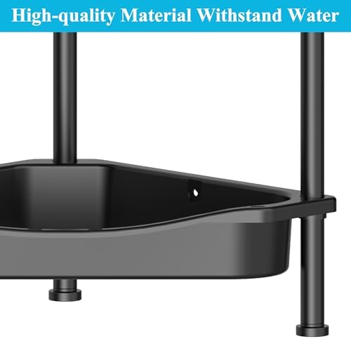 HuggieGems Metal Floor Standing Corner Shower Caddy, Jet Black, 4 Tier