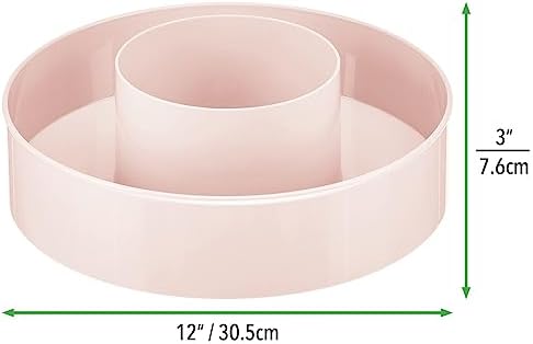 mDesign Plastic Lazy Susan Round Turntable Storage Tray - Rotating Organizer for Makeup, Cosmetics, Nail Polish, Vitamins, Shaving Kits, Hair Spray, Medical Supplies, First Aid - Light Pink/Blush