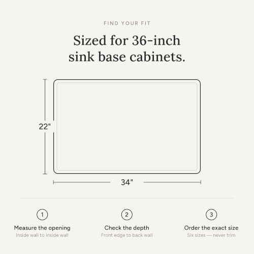BASIN - Heavy Duty Under Sink Mat - The Original Silicone Under Sink Mats for Kitchen Waterproof - Under Sink Tray for Kitchen Waterproof - Under Sink Cover Kitchen Cabinet Liner White 34x22