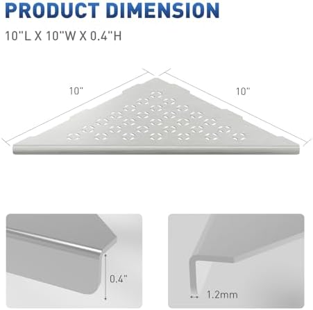lives Shower Corner Shelf 2 Pack, 10-Inch 304 Stainless Steel, Silver Star