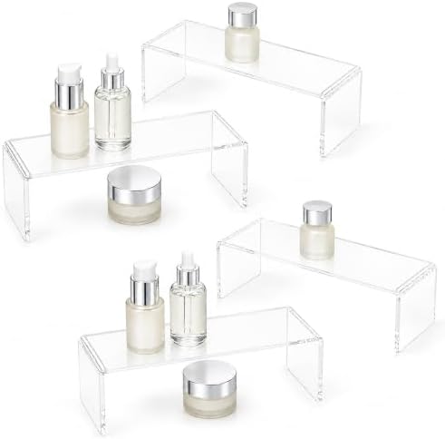 4 Pack Acrylic Medicine Cabinet Organizer, Narrow Bathroom Mirrior Cabinet Storage Shleves, Clear Acrylic Storage Racks for Vanity, Kitchen & RV (11.34×2.95×3.66 inches)