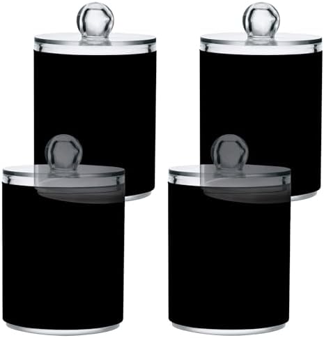 Gredecor 2 Pack Qtip Holder Clear Black Apothecary Jars with Lids Plastic Acrylic Bathroom Jars Vanity Countertop Canister Storage Organizer for Cotton Ball,Swabs,Pads,Floss