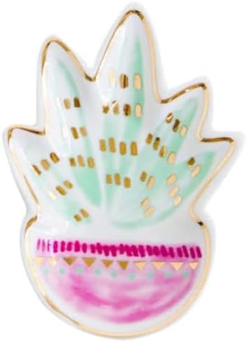 Stephanie Imports Ceramic Trinket Plate and Decorative Jewelry Dish (Succulent)