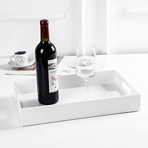 Sooyee Acrylic Serving Tray with Handles, 16" x 12", White
