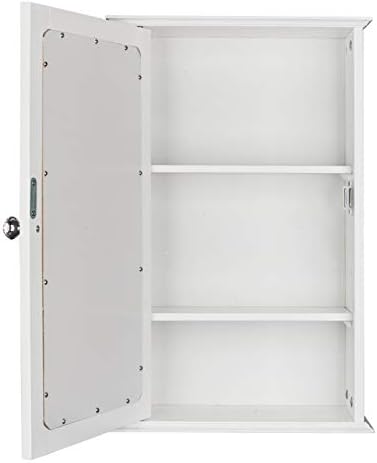 Vasitelan Bathroom Medicine Cabinet with Mirror, Mirrored Wall-Mounted Storage Medicine Cabinet with Single Door & Adjustable Shelf, Multipurpose Wall Cabinet for Bathroom