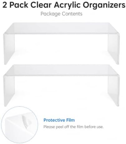 2 Pack Acrylic Medicine Cabinet Organizer Clear Shelves 2 Sizes