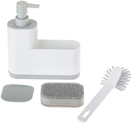 Vigar Rengo Monobloc 4-Piece Sink Caddy Set, White/Grey