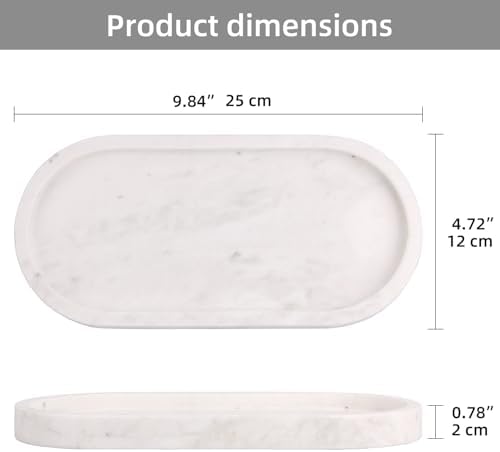 Natural Marble Tray Oval, White, 10 x 5 x 0.6