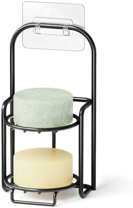 SpaceAid 2 Tier Shampoo Bar Holder for Shower, Self Draining Soap Bar Holders Caddy for Bathroom Wall and Kitchen Sink, Shampoo Bar Dish Rack, Stainless Steel Bar Soap Holder (Black)