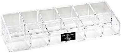 Isaac Jacobs Clear Acrylic 12 Compartment Nail Polish Holder, Organizer for Makeup, Essential Oils, Storage Solution, Rack Display (2 Rows (x6))