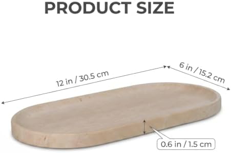 Travertine Bathroom Vanity Tray, 12"x6" Decorative Marble Tray for Kitchen Countertop, Elegant Stone Catchall Organizer for Perfume, Jewelry and Soap