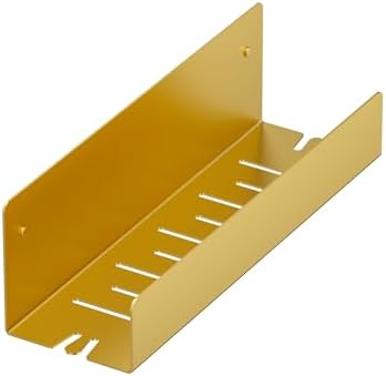 Qeke Shower Caddy, 12" Bathroom Shelf Organizer with 2 Hooks, SUS304 Stainless Steel Floating Shelves with Large Capacity, Rustproof Rack for Inside Shower, Brushed Golden