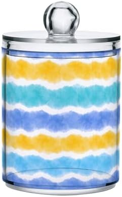 MNSRUU 4 Pack Qtip Holder Organizer Dispenser Colorful Tie Dye Bathroom Storage Canister Cotton Ball Holder Bathroom Containers for Cotton Swabs/Pads/Floss