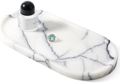 Koville Natural Marble Tray, 12"x6" Decorative Tray for Countertop, Catchall for Perfume, Candles, Jewelry Dish Milas Lilac