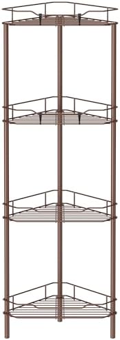 HuggieGems Metal Floor Standing Corner Shower Caddy, Coffee, 4 Tier