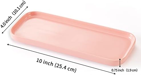 Ceramic Bathroom Tray,Kitchen Sink Organizer Tray,Cosmetics Holder (Pink)