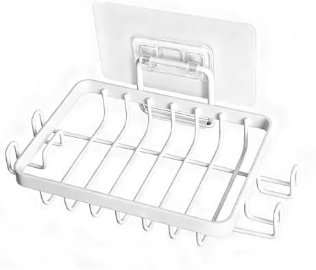 White Soap Holder,201 Stainless Steel Soap Dish for Shower - Soap Racks - Comfortable Wash Shower Shelf - Anticorrosive,Rust-Proof and Waterproof Square Bar Soap Holder