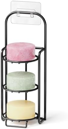 SpaceAid 3 Tier Shampoo Bar Holder for Shower, Self Draining Soap Bar Holders Caddy for Bathroom Wall and Kitchen Sink, Shampoo Bar Dish Rack, Stainless Steel Bar Soap Holder (Black)