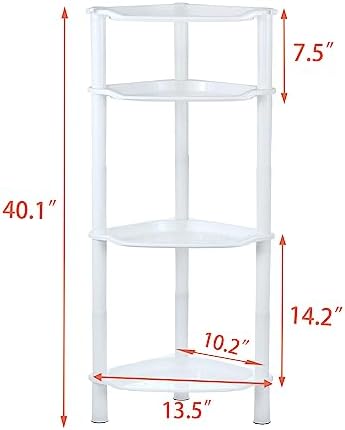 4 Tier Corner Shower Caddy, Rustproof, Plastic Shower Organizer for Bathroom, Bathtub, Shower pan, Bath Accessories Shower Caddies, 13.5 x 10 x 33.5 Inches, White (Round Slot White 4 Tier)