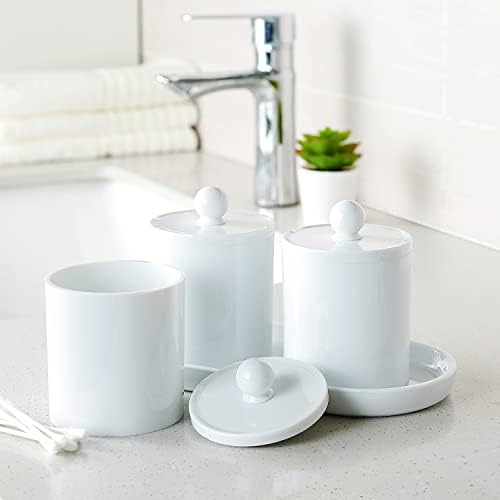 SheeChung Acrylic Vanity Tray, Bathroom Makeup Organizer Countertop, White