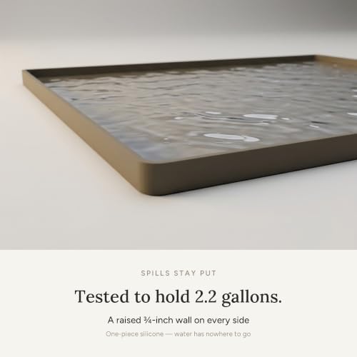 BASIN - Under Sink Mat for Bathroom - The Original Silicone Under Sink Mats for Bathroom Waterproof - Under Sink Tray for Bathroom Waterproof - Under Sink Cover Vanity Liner Taupe 34x19