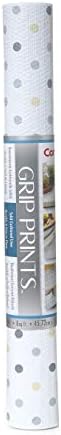 Con-Tact Brand Grip Prints Shelf Liner, Non-Adhesive Durable Liners, Slip-Resistant Drawer and Cabinet Covering, 18" x 4', Dottie Grey, Pack of 1 Roll