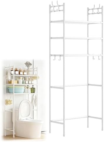 3-Tier Over the Toilet Storage,Metal Storage Rack Above The Toilet Storage Rack,Space Saver Freestanding Bathroom Shelve for Accommodate Toiletries and Daily Necessities (White)