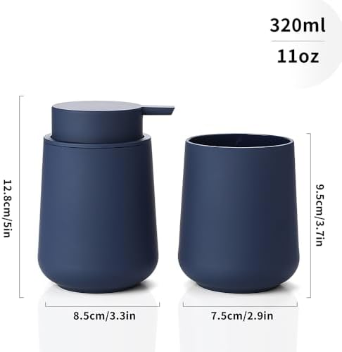 YAUKPH Bathroom Soap Dispenser and Toothbrush Holder Matte Blue