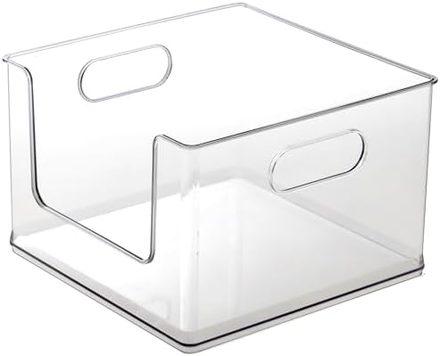 BINO | Stackable Plastic Storage Bins, Open-Front - Clear | THE CLARUS COLLECTION | Pantry Organizers and Storage Containers | Fridge Organizer Bins | Kitchen Cabinet Organizer | Medicine Cabinet Bin