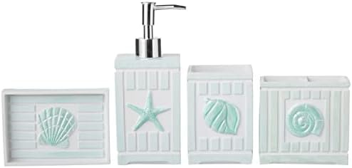Sweet Home Collection Bathroom Accessories Sets Unique Collections Modern Classic Contemporary Decorative Beautiful Designs Bath Shower Tub Décor, 4 Piece Set, Beach Shells (Pack of 6)