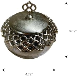 Decozen Qtip Holder and Cotton Jar with Lid - Elegant Glass and Metal Organizer for Decorative Kitchen Home Decor Bath Accessories Countertop Glass Jar Lid Organizer - The Arabesque Collection