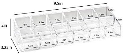 Isaac Jacobs Clear Acrylic 12 Compartment Nail Polish Holder, Organizer for Makeup, Essential Oils, Storage Solution, Rack Display (2 Rows (x6)) (Pack of 2)
