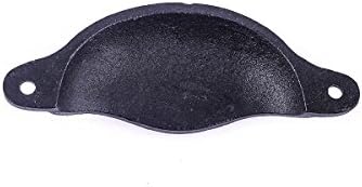 Renovators Supply Manufacturing Black Wrought Iron Cup Bin Pull Cabinet Drawer Handle 5", Pack of 2