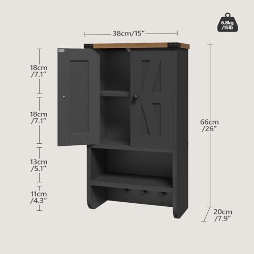 MAHANCRIS Bathroom Wall Cabinet, Farmhouse Wall-Mounted Medicine Cabinet