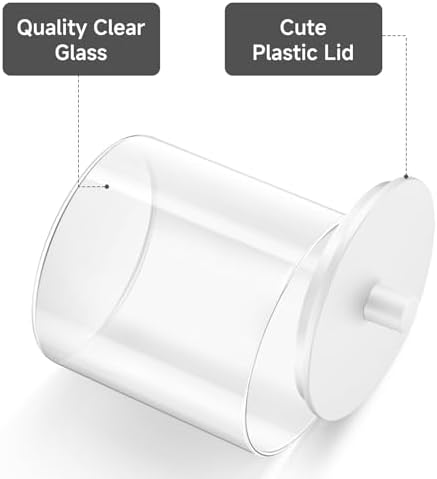 TIPGO Glass Qtip Holder Dispenser - 24 oz Clear Canister Jar, Bathroom Vanity Storage Organizer for Cotton Swabs, Pads, Floss Picks, Small Containers for Makeup Storage (White)