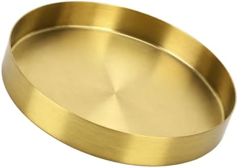 12.5cm/5inch Round Gold Tray, Stainless Steel Jewelry, Make up, Candle Plate Decorative Tray