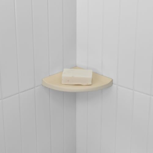 Questech 5" Shower Soap Dish Shelf for Inside Shower, Lugged for New Construction, Bath Organizer for Tiled Walls, Corner Soap Holder, Metro Lugged, Sand Matte