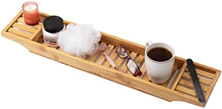 Mind Reader Bathtub Tray and Bath Mat Set, Bathroom Accessories, Rayon from Bamboo, 27.5" L x 5.75" W x 1.75" H, 2 pcs, Brown